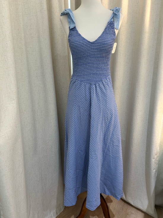 Altar'd State Dresses & Skirts - Altar'd State Blue Cowgirl Smocked Striped Tie Strap Midi Dress Size XS NWT